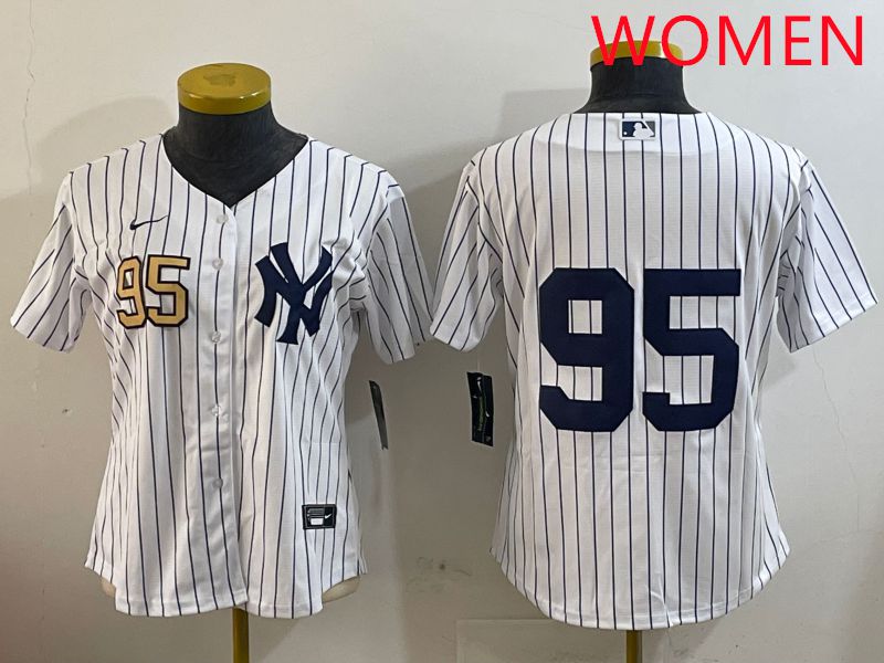 Women New York Yankees 95 No Name White Stripe Game 2025 Nike MLB Jersey style 7